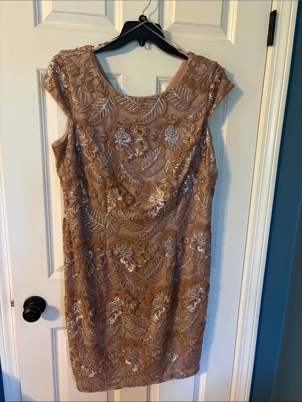 Alex Evenings Gold Sequin Floral Midi Dress